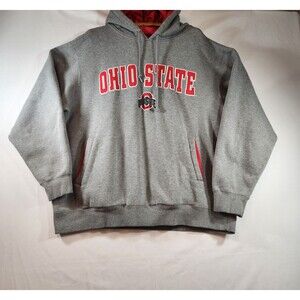 The Ohio State Hoodie Sweatshirt Size XL Champs Gray w Red Hood Pocket Lining